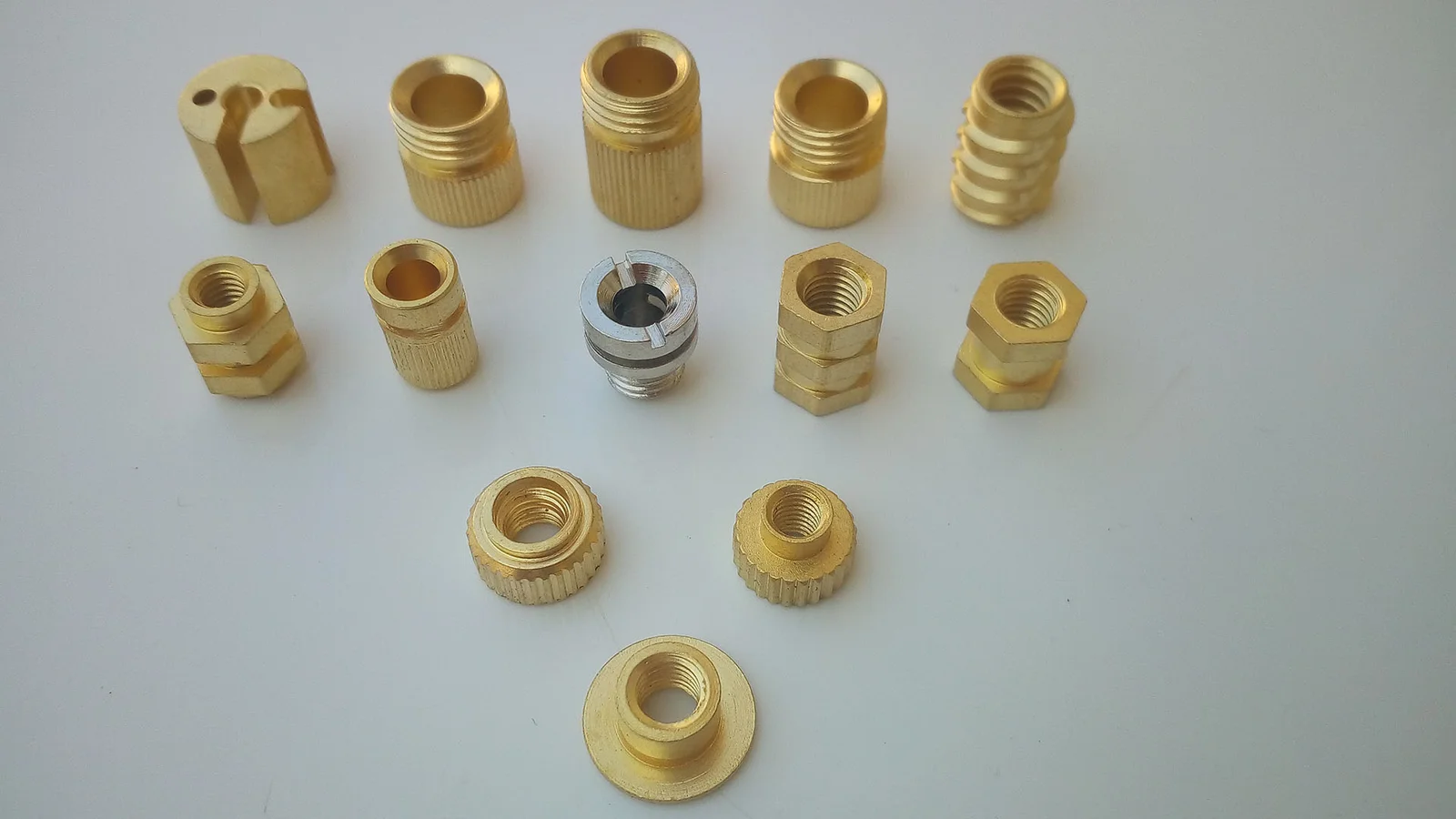 brass square inserts, brass hex inserts for plastics and wood